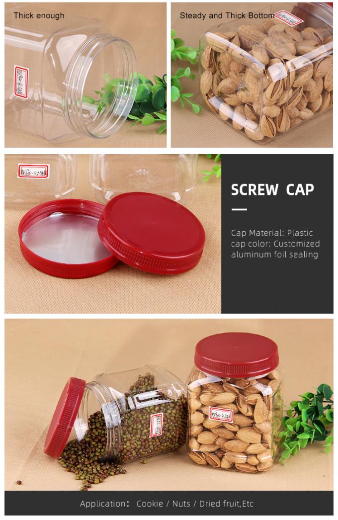 Eco Friendly 20oz Square Pet Jar For Nuts Packaging 660ml ISO 9001