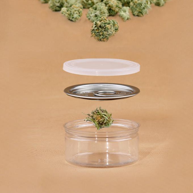 Clear Plastic 100ml Weed Cannabis Edibles Storage Jar With Stickers