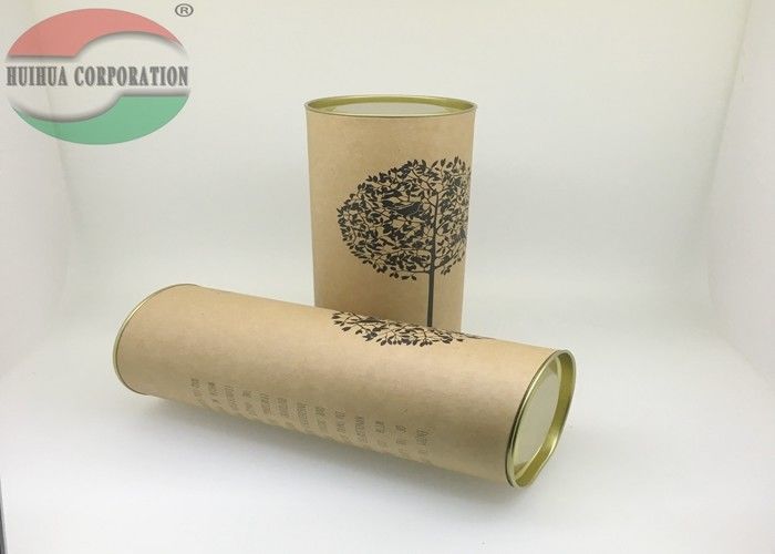Airproof Gift Packaging Paper Tube Containers With Movable Metal Lid