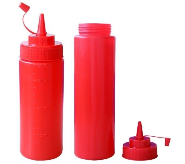 Good Quality Eco-friendly Pear Shaped Red PP Materail Sauce Bottle