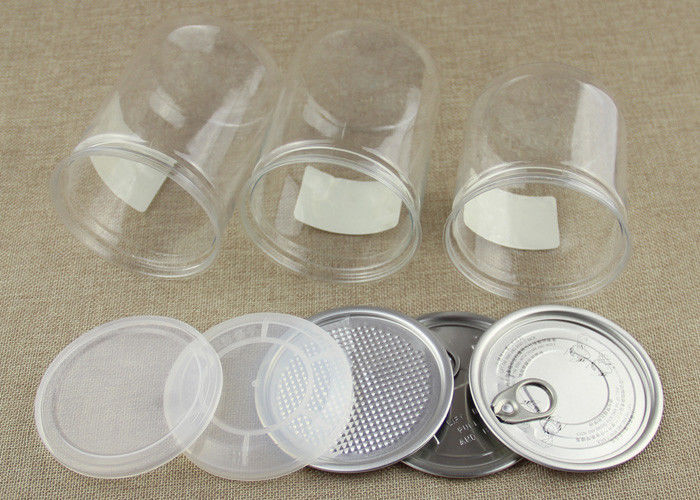 PE Lid Round Clear PET Jar Customized Printing For Dry Food / Powder Packaging