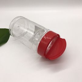 310ml Clear Plastic Cylinder , Pet Salt Shaker Spice Jar With Double Open Flip Cap