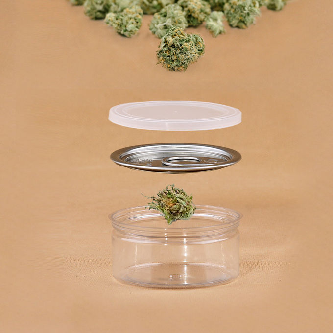 Weed Packaging 3.5 Grams 100ml Pet Plastic Jar With Ring Pull Lid