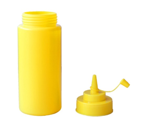 Food grade yellow plastic sauce bottles with Sauce Cap , squeeze sauce