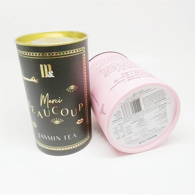 Custom Logo Food Grade Laundry Beads Cylinder Coffee Tea Kraft Paper Tube With Metal Lids