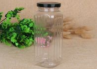 550ml Square Transparent Food - Grade PET Canister With Iron Screw Cap