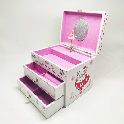 PMS Printing Jewelry Gift Music Box Children Princess Ballerina Dancing Drawer Box