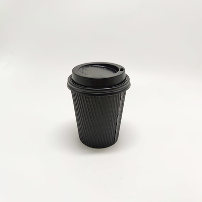 Disposable Recycled Double Wall Paper Coffee Cup With Lids Custom Logo Printed