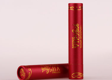 Customised Gold Staming Red Paper Tube Packaging For Eyelash Grower Tube Packing