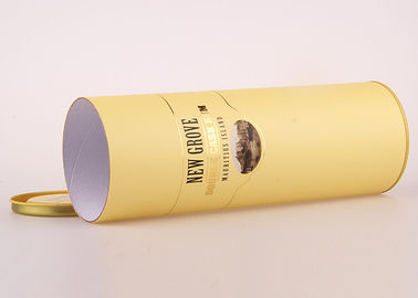 Customised Movable Lid Yellow Wine Bottle Gift Tube / Cardboard Paper Tubes