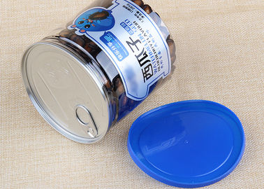 Blue Plastic Cap Clear Plastic Cylinder Aluminium Easy Open Can Packaging 700ml