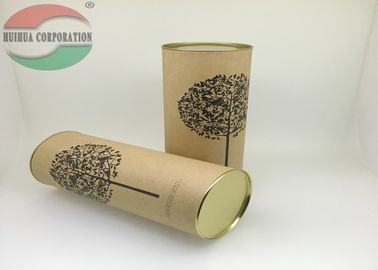 Wine Bottle Kraft Paper Tube Packing with Printed Logo / Wooden Cork Lid