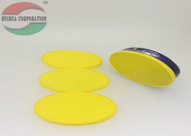 Non Spill Yellow Oval PP Plastic Lid For Easy Open End Fruit Can