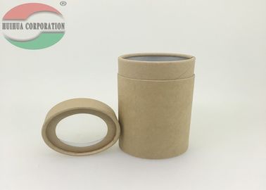 Small Brown Kraft Paper Tubes For tea Packing With PVC Window On The Lid