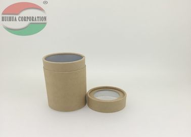 Small Brown Kraft Paper Tubes For tea Packing With PVC Window On The Lid