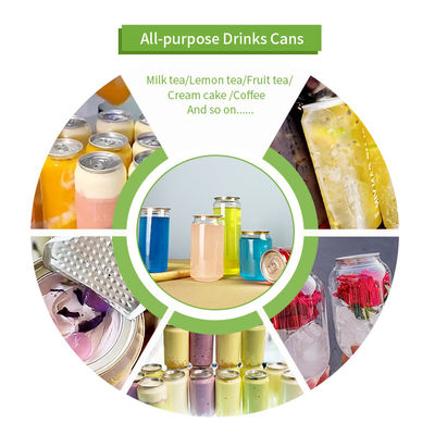 Transparent PET Plastic Cylinder Food Grade Can Jar With Aluminum Easy Open Lid