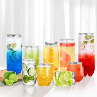 Transparent PET Plastic Cylinder Food Grade Can Jar With Aluminum Easy Open Lid