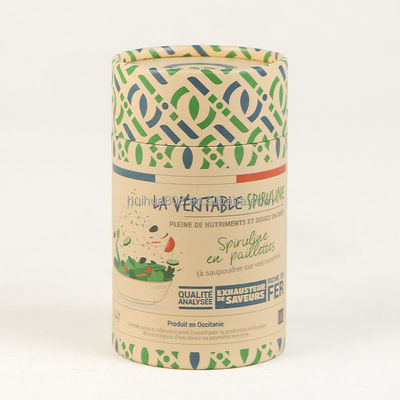 Biodegradable Cylinder Food Grade Paper Tube Can Packaging With Metal Cover