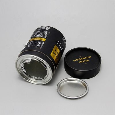 Biodegradable Foil Inner Paper Tube Can Packaging With Metal Cover