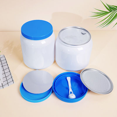 IML In Mould Label 1000ml 1100ml 2000ml 2200ml 2300ml 2600ml 4000ml White Plastic Can PET Jar with Aluminum Easy Open Lids Aluminum Gasket Screw Top Plastic Packaging for Milk Powder