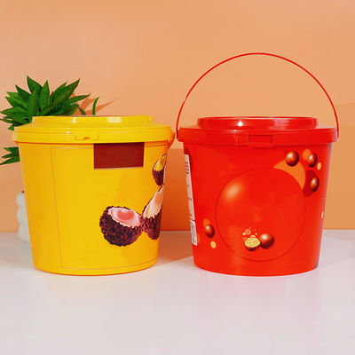 1L Plastic Bucket Handle Food Grade Bulk Decorative Christmas Gift Toy Package Mold Labeling for Ice Cream Biscuit Chocolate