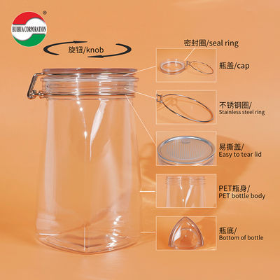 1080ML Recycled Transparent Storage Plastic Clear PET Cans Sealed Jar With Screw Lid Pet Food Coffeeealed Jar