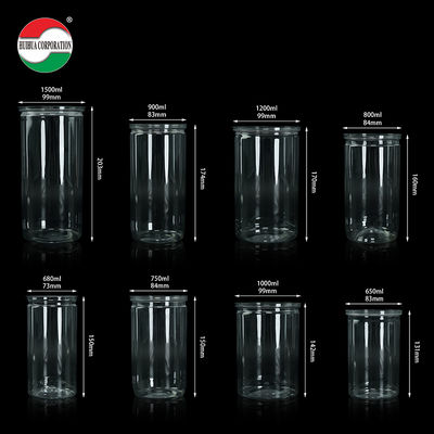 Cylinder Clear Empty Transparent Plastic Cans Square Food Grade PET Plastic Jar With Easy Open Lids PP Cap For Food Packaging