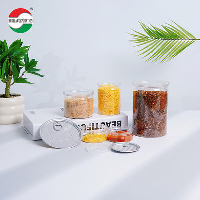 Cylinder Clear Empty Transparent Plastic Cans Square Food Grade PET Plastic Jar With Easy Open Lids PP Cap For Food Packaging