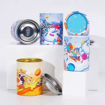 Custom Luxury Round Waterproof Ice Cream 109ml Paper Tube Packaging With Airtight Metal Tin Lid