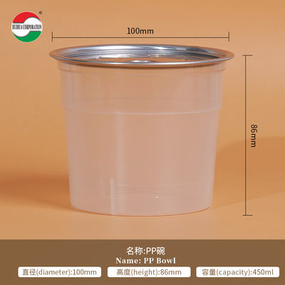Plastic Bottle Factory Food Grade Clear PP Plastic Bowl High Temperature Resistance with EOE Aluminum Easy Open Lid for Cookie PET Wet Food Plastic Can