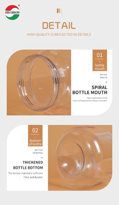 500ML PET Bottle Plastic Clear Cylinder Sealed Jar With Screw Lid HYP500-40g