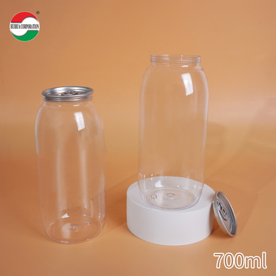 250ml 330ml 400ml 500ml 700ml Custom Size PET Bottle Jar Packaging Beverage Cans Made From Food Grade PET Material Transparent With Press Cover Easy Open Lid