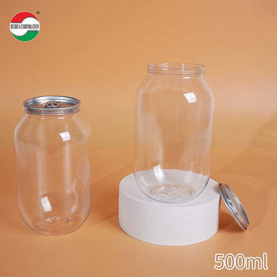 250ml 330ml 400ml 500ml 700ml Custom Size PET Bottle Jar Packaging Beverage Cans Made From Food Grade PET Material Transparent With Press Cover Easy Open Lid
