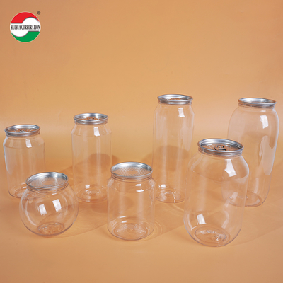 250ml 330ml 400ml 500ml 700ml Custom Size PET Bottle Jar Packaging Beverage Cans Made From Food Grade PET Material Transparent With Press Cover Easy Open Lid