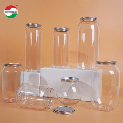 250ml 330ml 400ml 500ml 700ml Custom Size PET Bottle Jar Packaging Beverage Cans Made From Food Grade PET Material Transparent With Press Cover Easy Open Lid