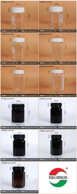 Customized Colorful Screw Cap Black PET Plastic Jar with Gasket for Nutrition Vitamins Soft Candy Dried Fruit