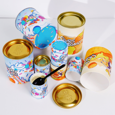 Hot-sellling Good Waterproof OEM Customized Food Grade White Cardboard PE Inner Ice Cream Paper Tube Paper Can for Ice Cream Freezing Resistance