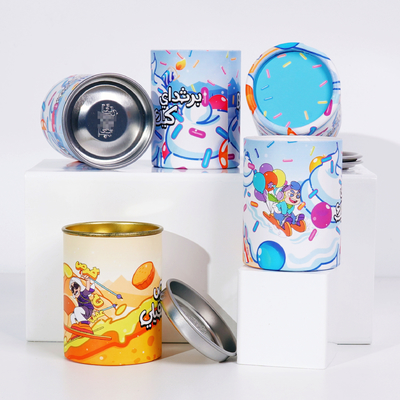 Elegant Metal Move Lid Can Embossed Logo Ice Paper Tube for Product Display and Packaging
