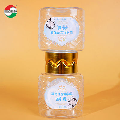 Good Quality Food Grade  Clear Plastic CylinderPlastic Can PET Jar with Crown Screw Top Cover for Milk Tablets Milk Shell Soft Candy Food Cookie