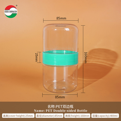 250ml 300ml 350ml 400ml Food Grade Double Sides PET Plastic Bottle for Soft Candy Cookie Dried Fruit Nut Snack Storage