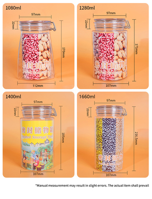 High Capacity 1080ml 1280ml 1400ml 1660ml PET Plastic Jar Bottle Clear Sealed Aluminum Lid Airtight for Mushroom Pistachio Nut