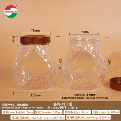 Wholesale 670mL 23oz Wide Mouth Canning PET Plastic Bottles Clear Empty Cans Food Grade Plastic Jars With Lid for Candy Food Packaging