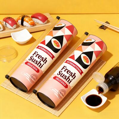 Eco-Friendly Food Grade Paper Composite Can with Push-Up Mechanism for Sushi Tube Packaging