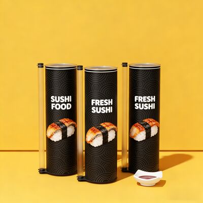 Eco-Friendly Food Grade Paper Composite Cans with Aluminum Foil or PE Inner and CMYK Printing for Sushi Push Pop Up Packaging