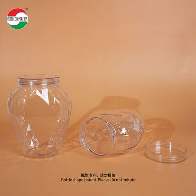 650ML Rhombus Shape PET Plastic Jar with Plastic Lid Food Grade Packaging Container Clear Bottle