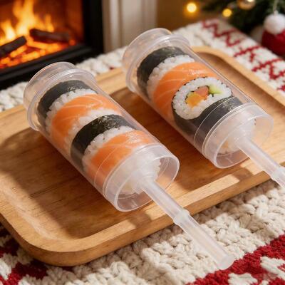 PP Plastic Takeout Sushi Roll Push up pop Tube Packaging Shooter Cup Cylinder Container with Lid