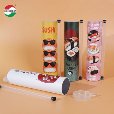 Custom Printed Eco-friendly Push Pop Sushi Cylinder Paper Tube Disposable Food Grade Sushi Packaging