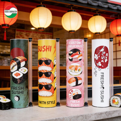 New Design Eco-Friendly Custom Printed Food Grade Pop Push Sushi Recycled Craft Paper Materials for Wholesale Retail Sushi Tube