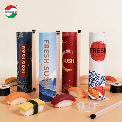 New Design Eco-Friendly Custom Printed Food Grade Pop Push Sushi Recycled Craft Paper Materials for Wholesale Retail Sushi Tube