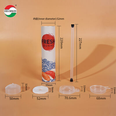 New Design Eco-Friendly Custom Printed Food Grade Pop Push Sushi Recycled Craft Paper Materials for Wholesale Retail Sushi Tube
